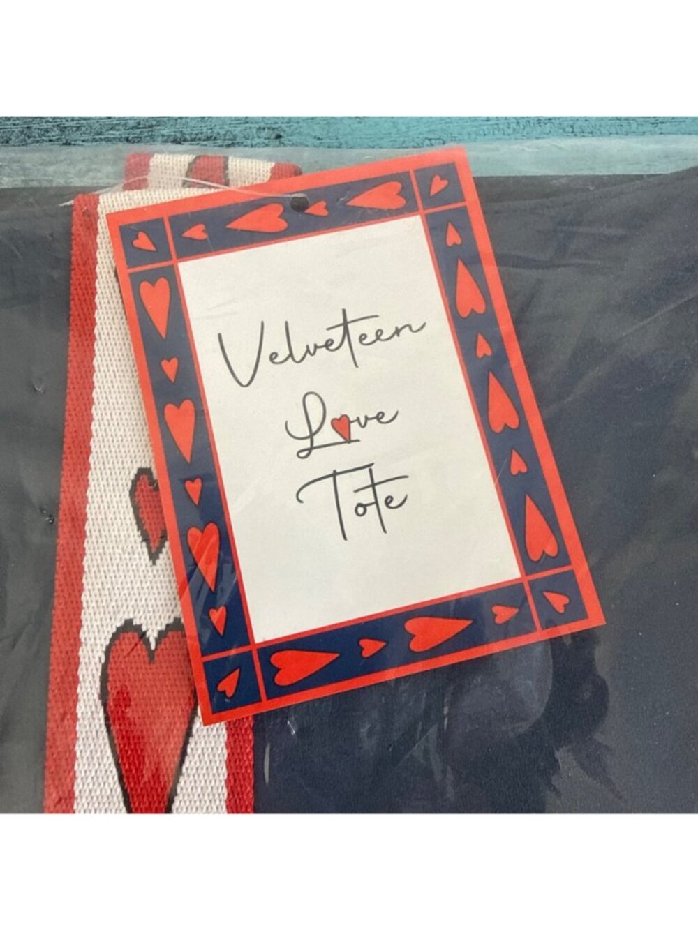 Brighton Velveteen Love Tote Bag With Heart Design & Red Straps New in Package - Picture 3 of 4